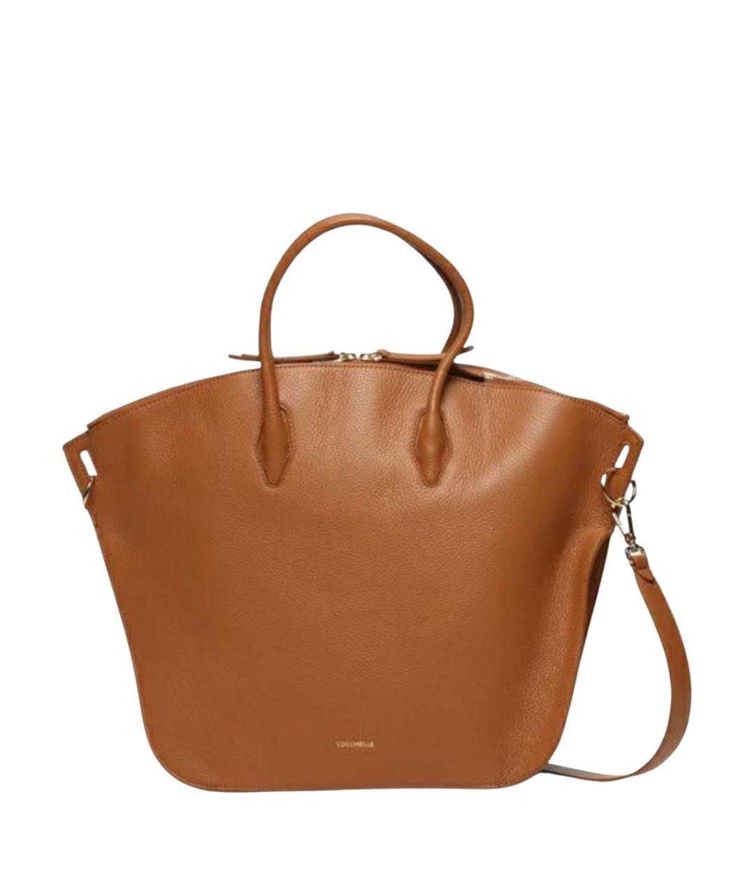 COCCINELLE Коричневая кожаная сумка с короткими ручками, фото 1