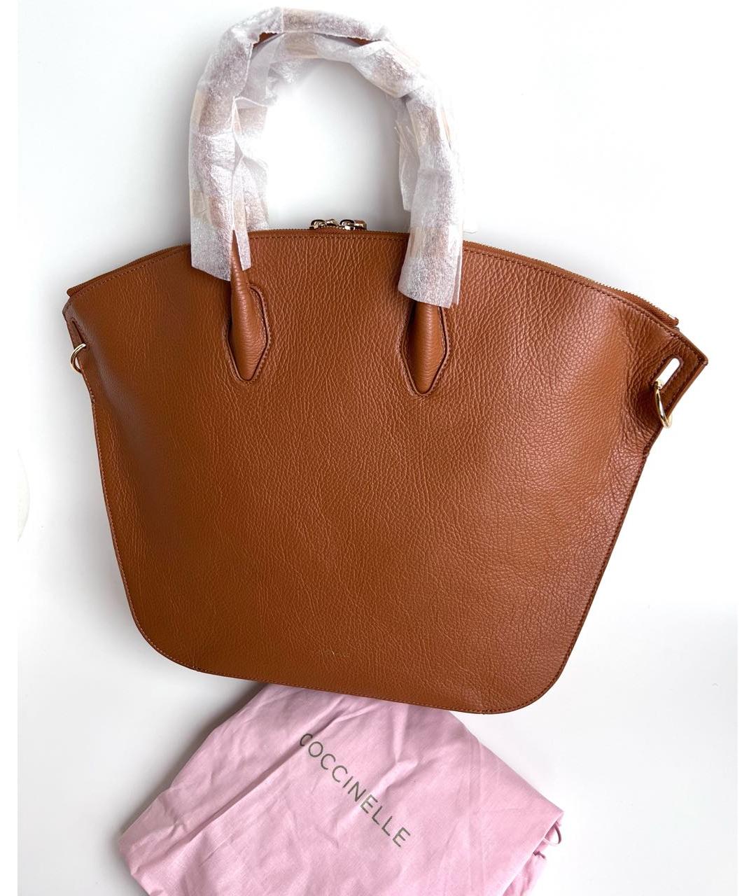 COCCINELLE Коричневая кожаная сумка с короткими ручками, фото 8