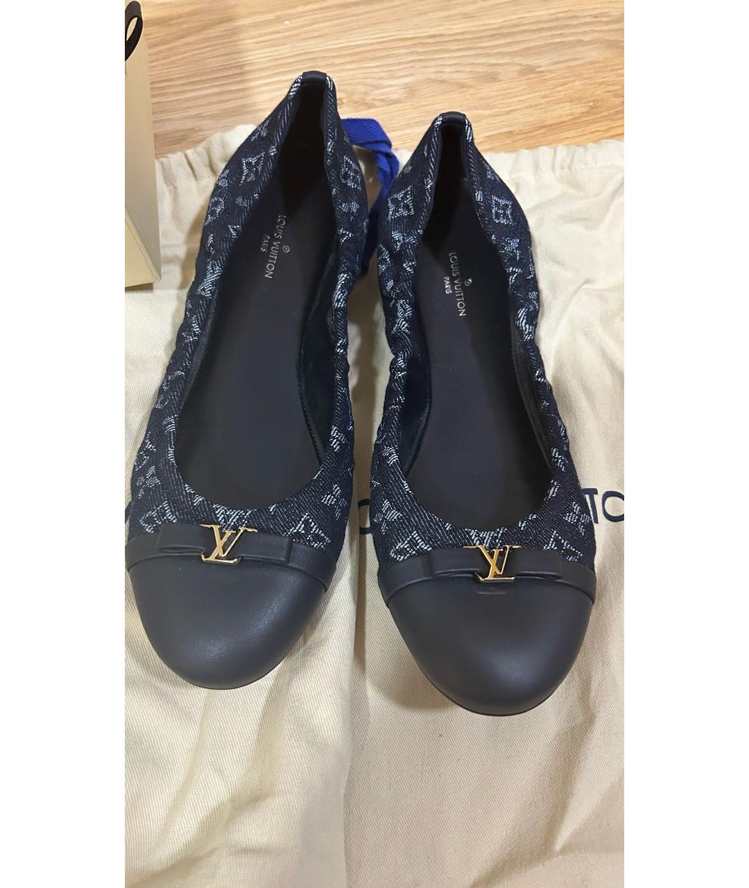 LOUIS VUITTON Темно-синие текстильные балетки, фото 2