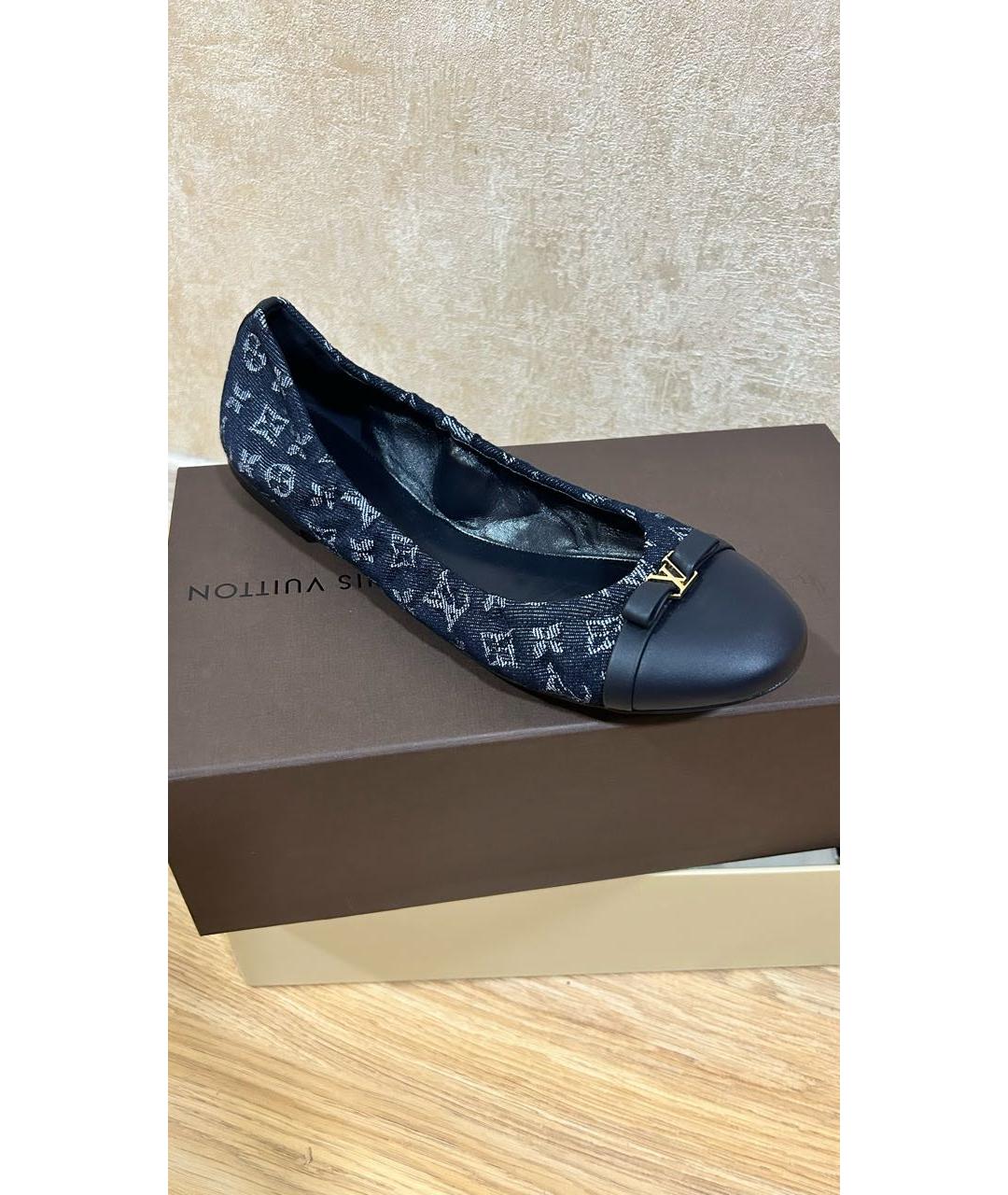 LOUIS VUITTON Темно-синие текстильные балетки, фото 5