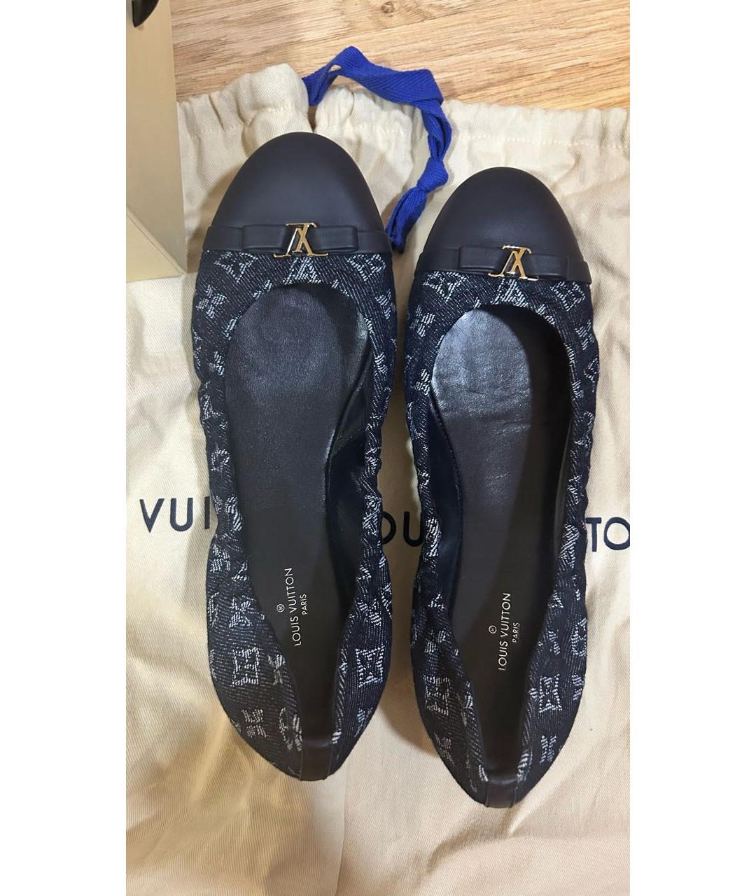 LOUIS VUITTON Темно-синие текстильные балетки, фото 3