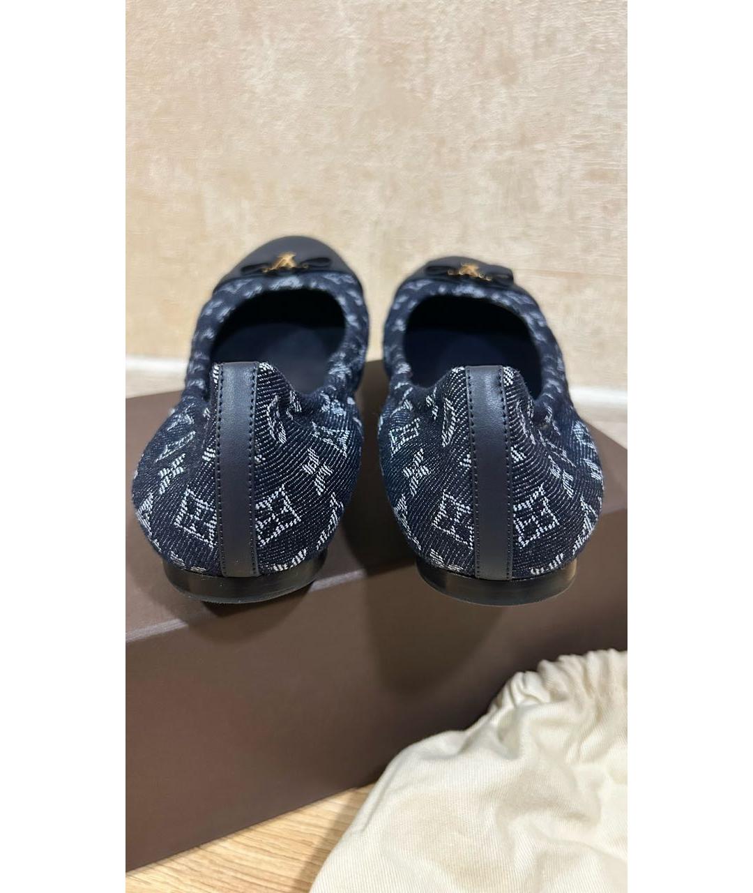 LOUIS VUITTON Темно-синие текстильные балетки, фото 4