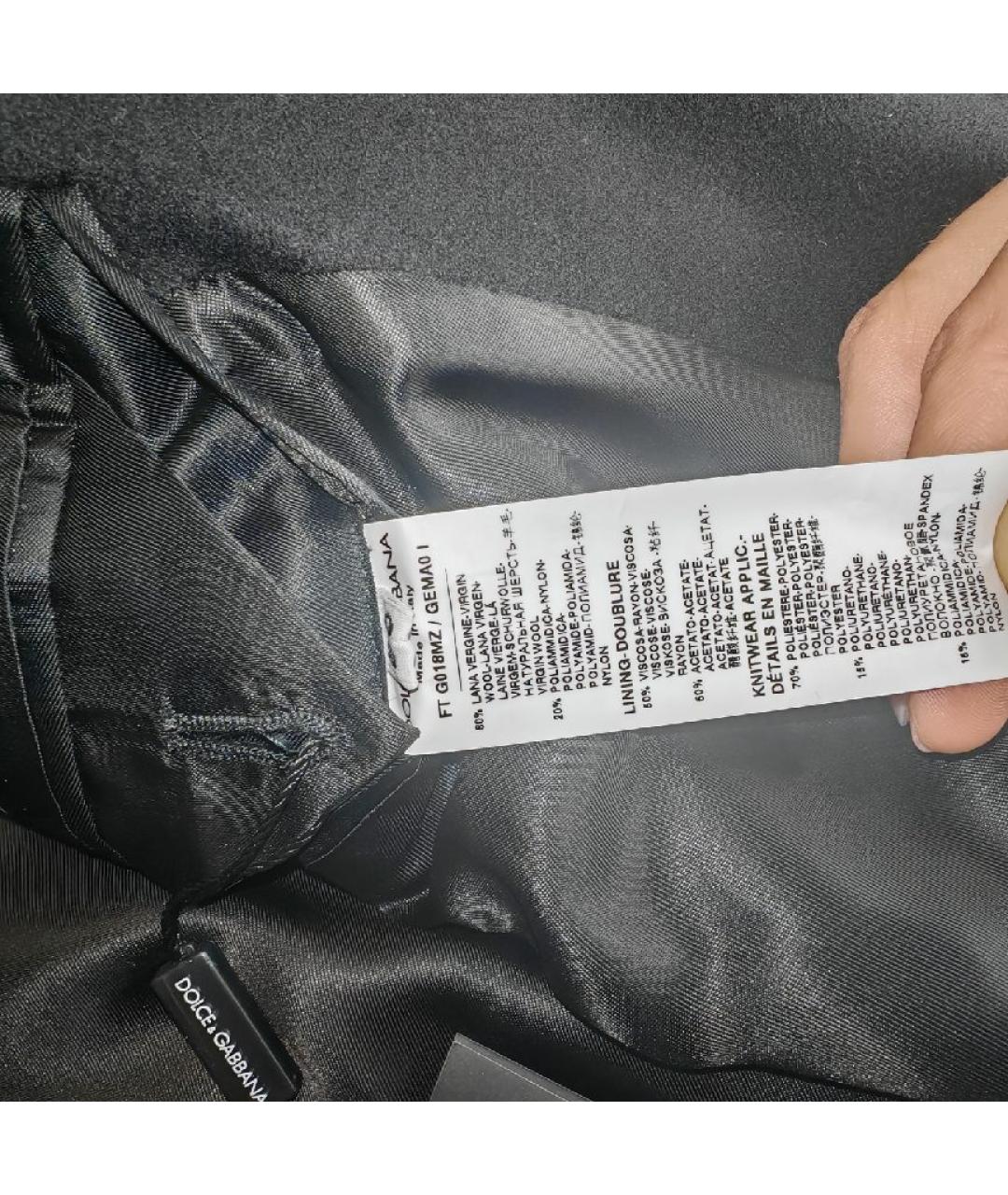 DOLCE&GABBANA Черное шерстяное пальто, фото 4