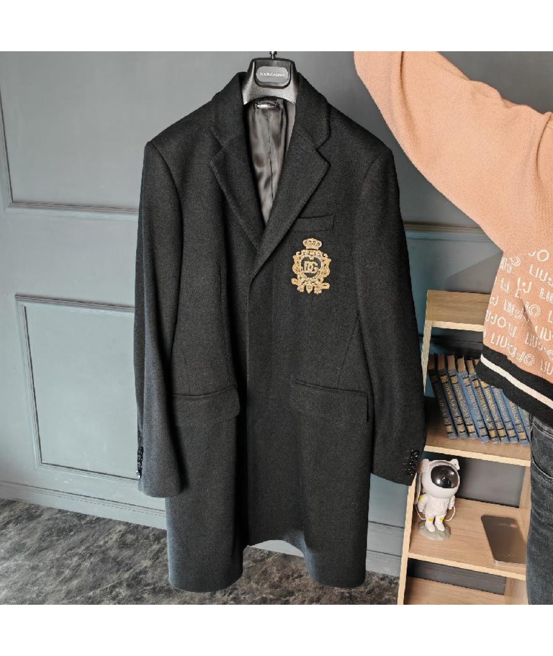 DOLCE&GABBANA Черное шерстяное пальто, фото 6