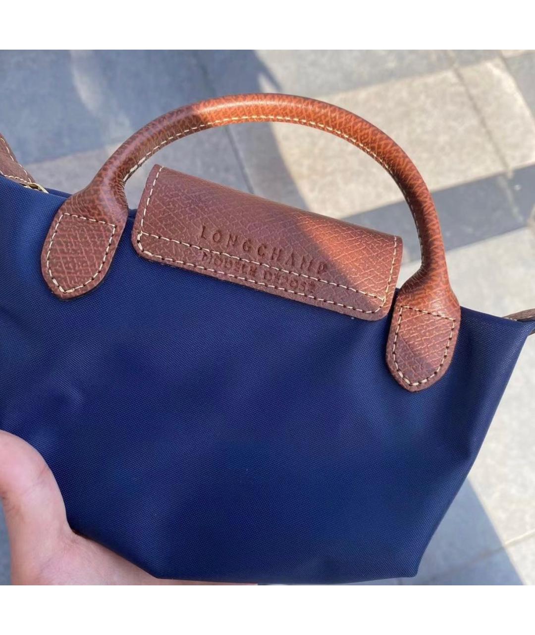 LONGCHAMP Темно-синяя сумка с короткими ручками, фото 4