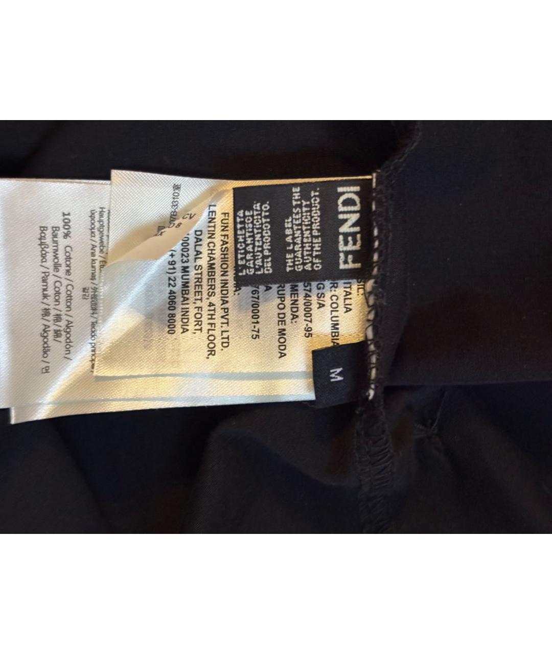 FENDI Черная хлопковая футболка, фото 5