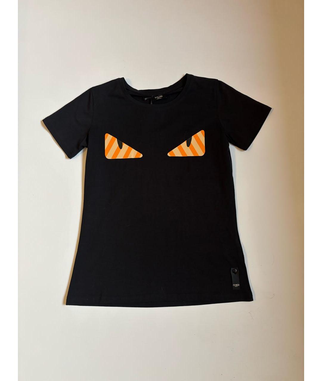 FENDI Черная хлопковая футболка, фото 6
