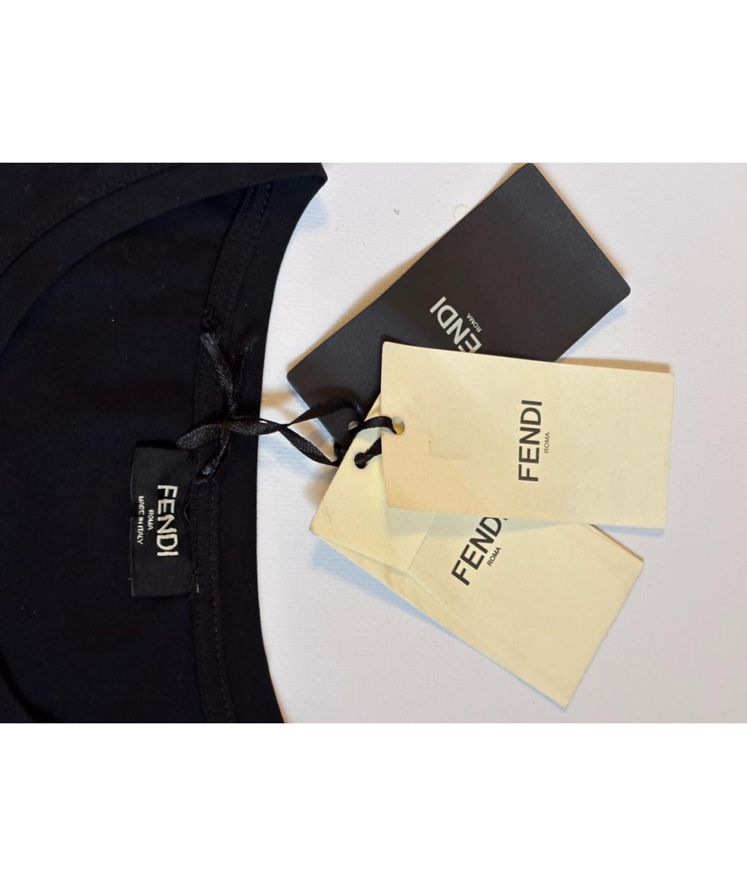 FENDI Черная хлопковая футболка, фото 3
