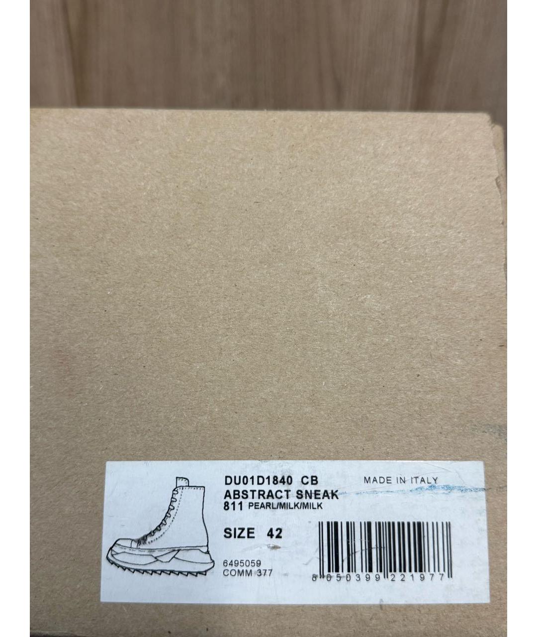 RICK OWENS DRKSHDW Бежевые текстильные высокие кроссовки / кеды, фото 7