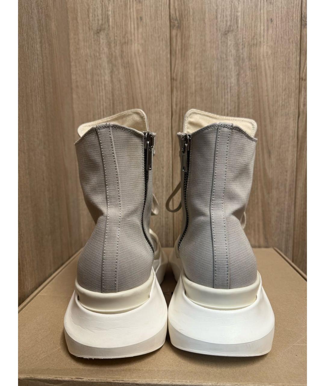RICK OWENS DRKSHDW Бежевые текстильные высокие кроссовки / кеды, фото 4