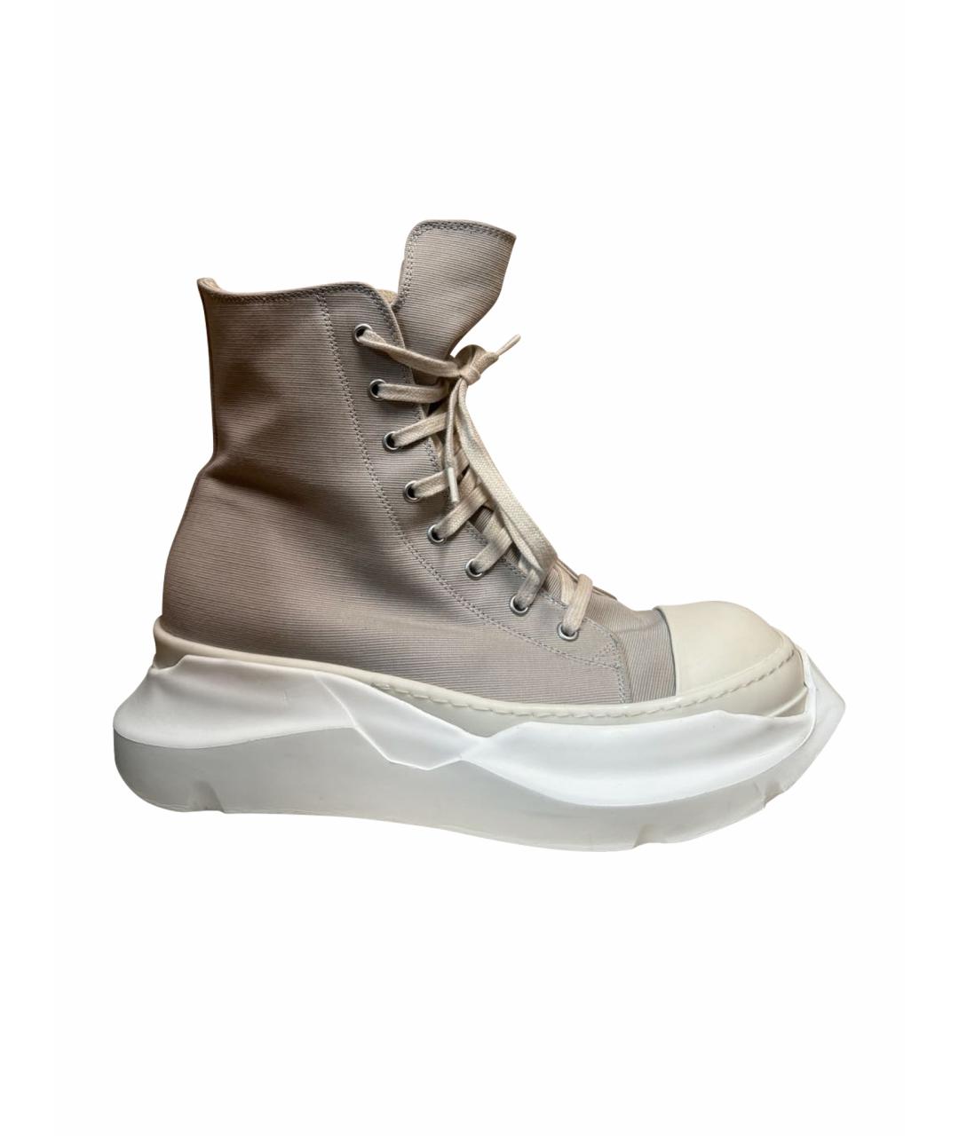 RICK OWENS DRKSHDW Бежевые текстильные высокие кроссовки / кеды, фото 1