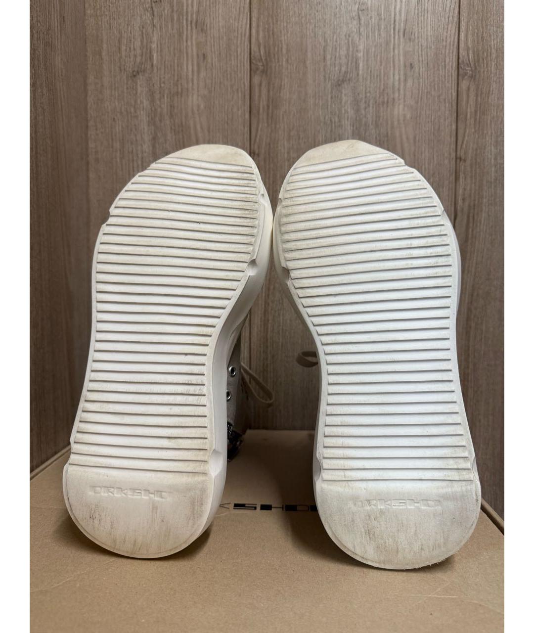 RICK OWENS DRKSHDW Бежевые текстильные высокие кроссовки / кеды, фото 6