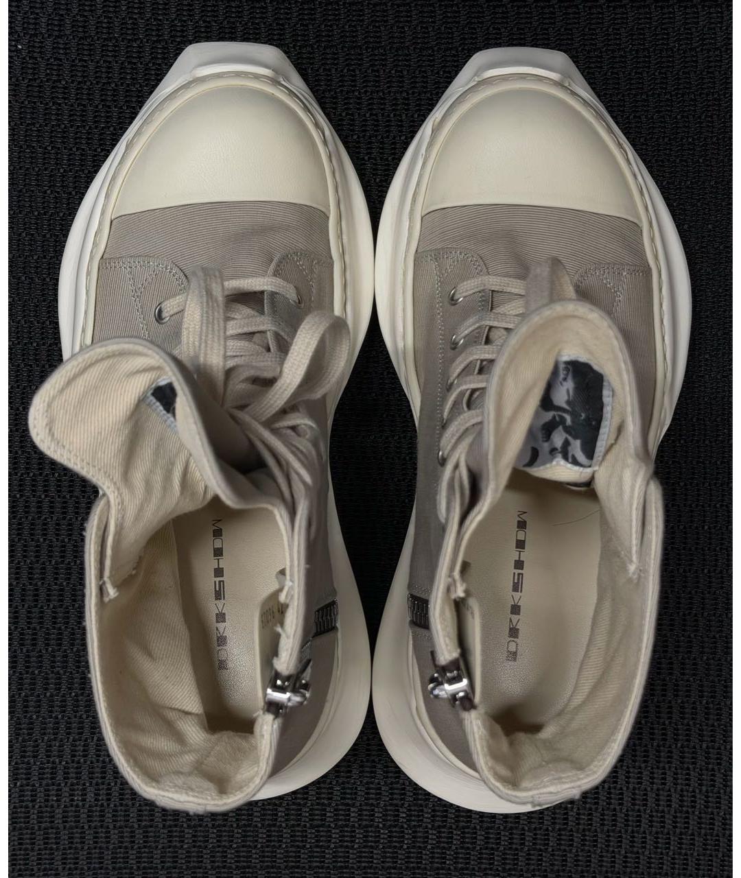 RICK OWENS DRKSHDW Бежевые текстильные высокие кроссовки / кеды, фото 3