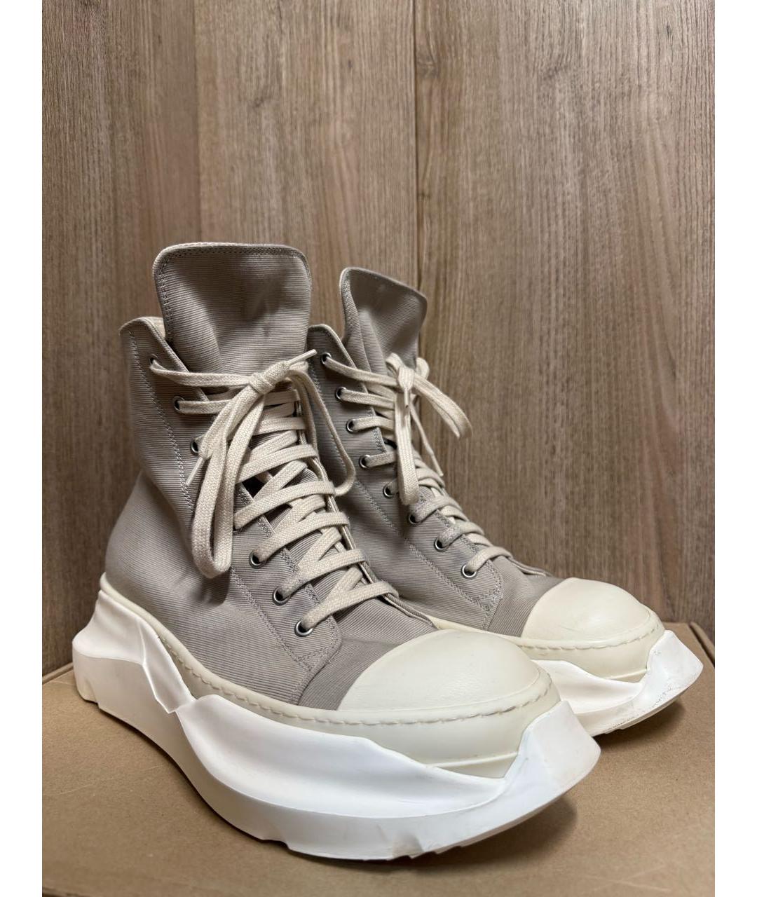 RICK OWENS DRKSHDW Бежевые текстильные высокие кроссовки / кеды, фото 2