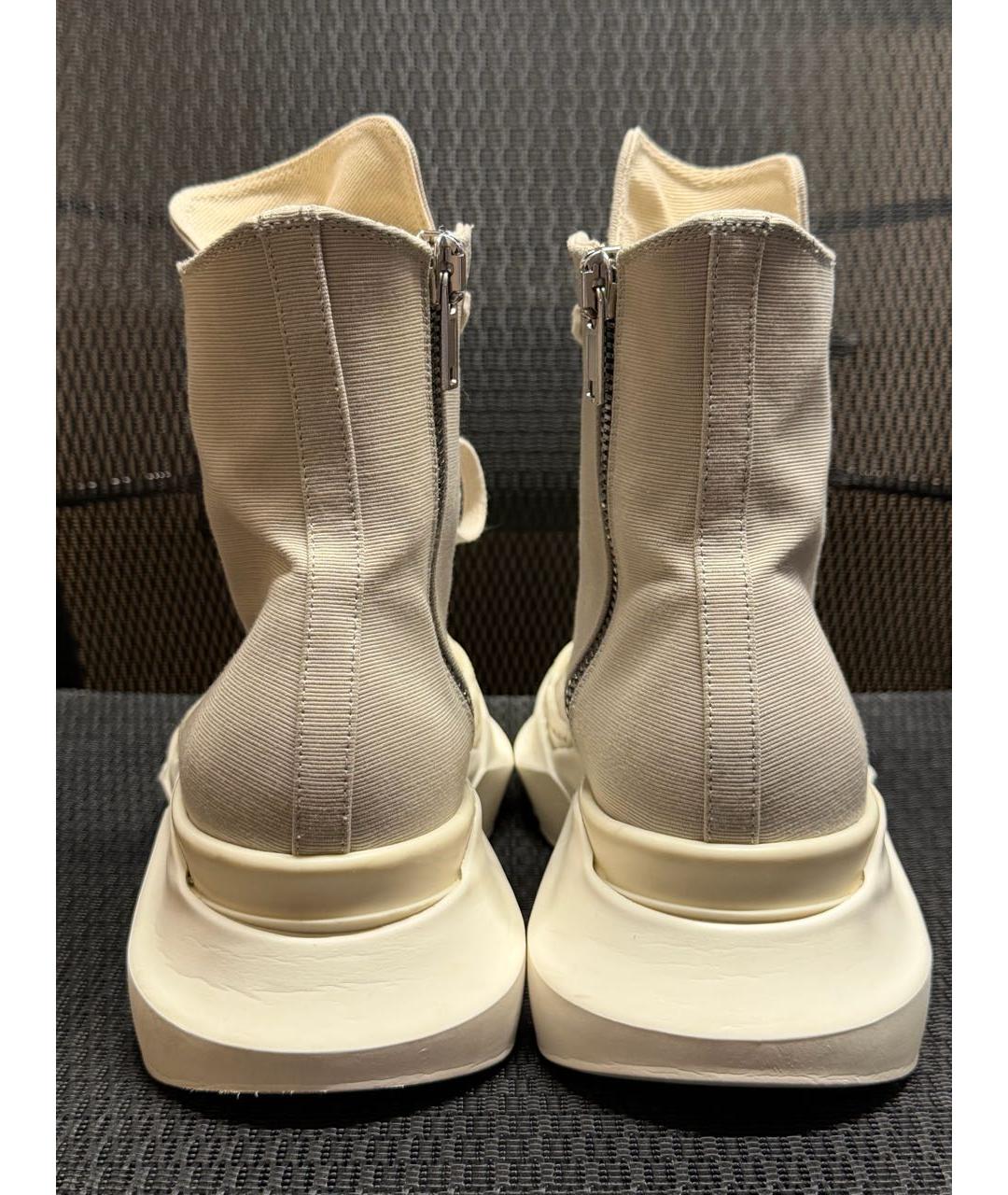 RICK OWENS DRKSHDW Бежевые текстильные высокие кроссовки / кеды, фото 4