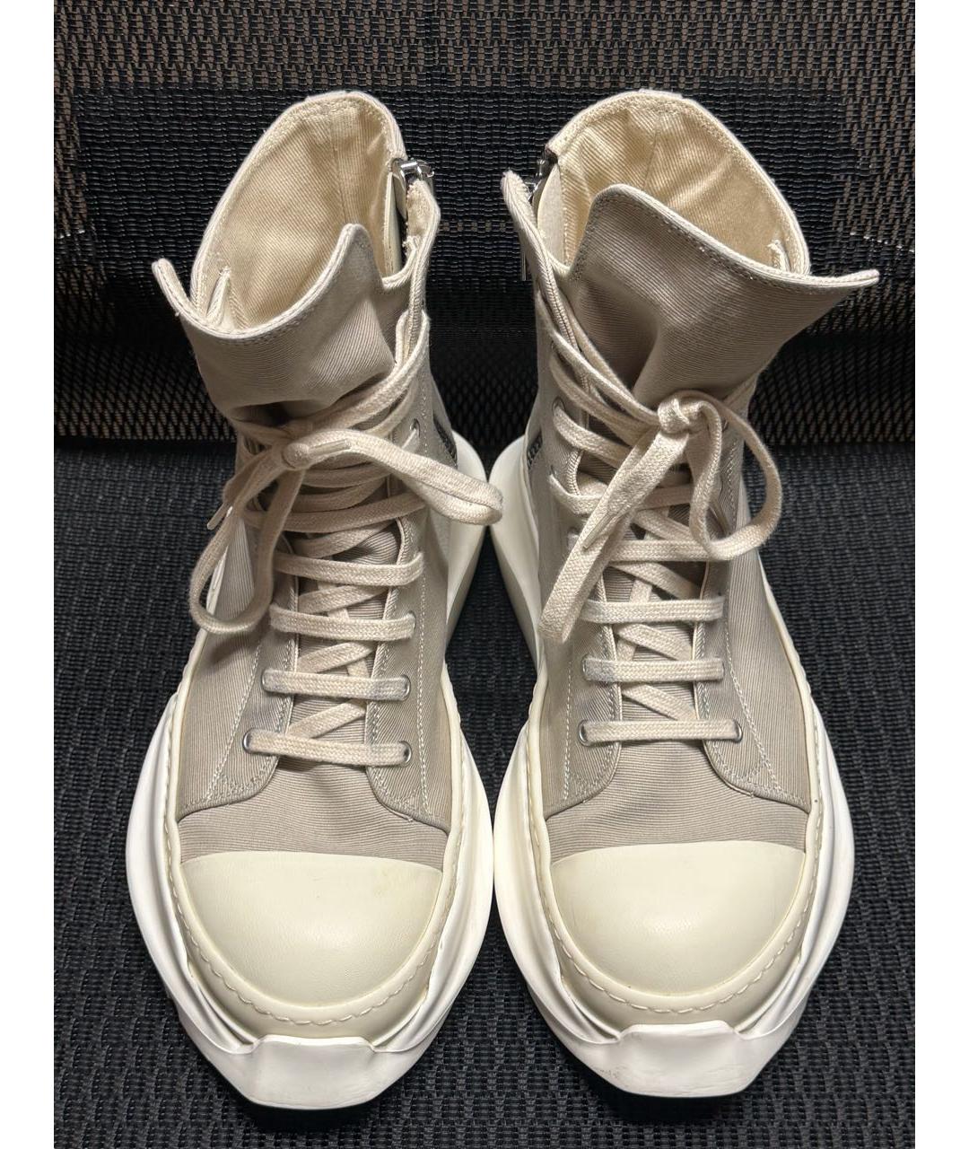 RICK OWENS DRKSHDW Бежевые текстильные высокие кроссовки / кеды, фото 2