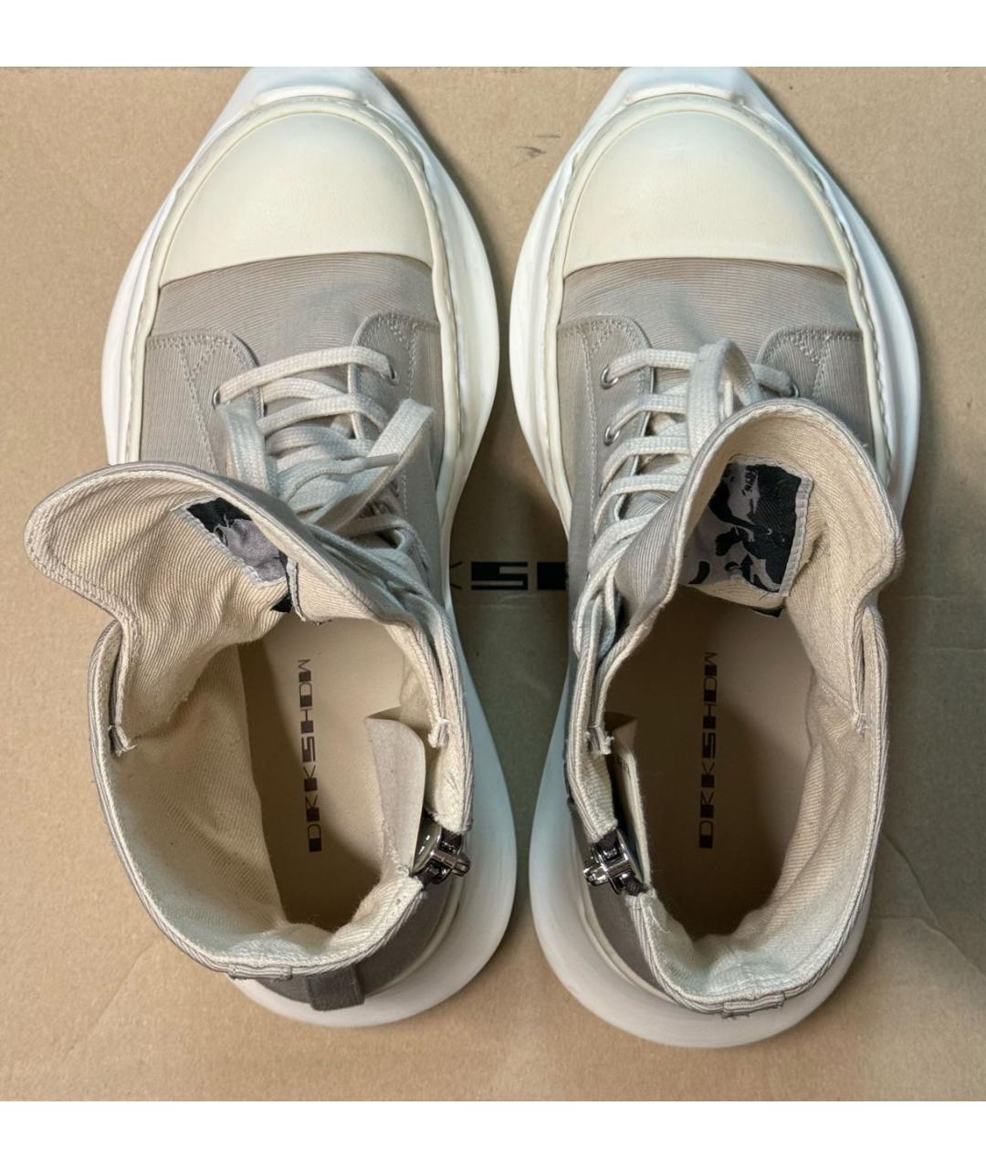 RICK OWENS DRKSHDW Бежевые текстильные высокие кроссовки / кеды, фото 3