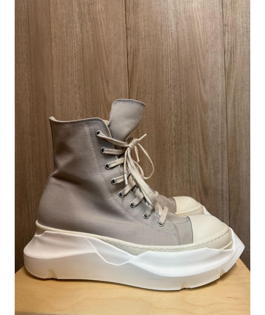 RICK OWENS DRKSHDW Бежевые текстильные высокие кроссовки / кеды, фото 9
