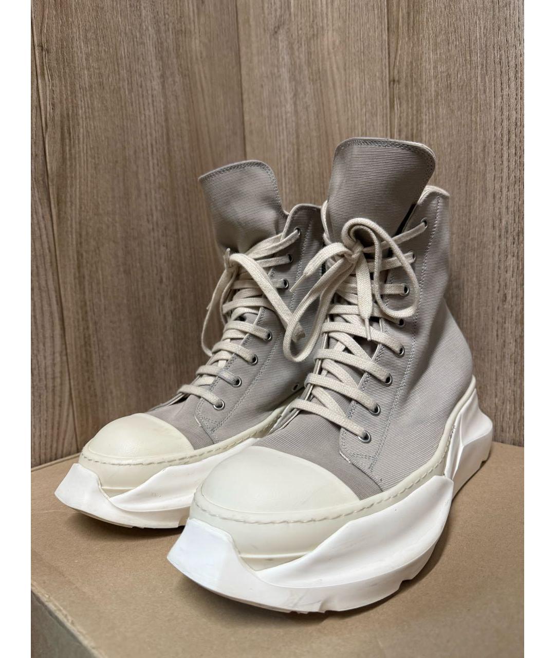 RICK OWENS DRKSHDW Бежевые текстильные высокие кроссовки / кеды, фото 5
