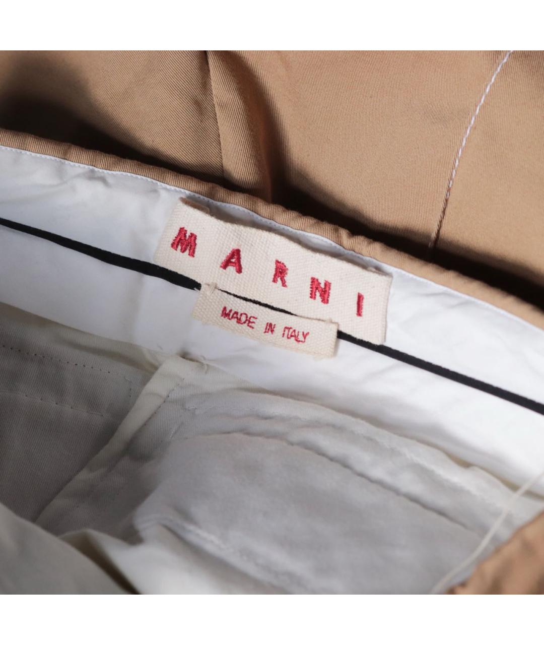 MARNI Бежевые хлопковые брюки широкие, фото 4