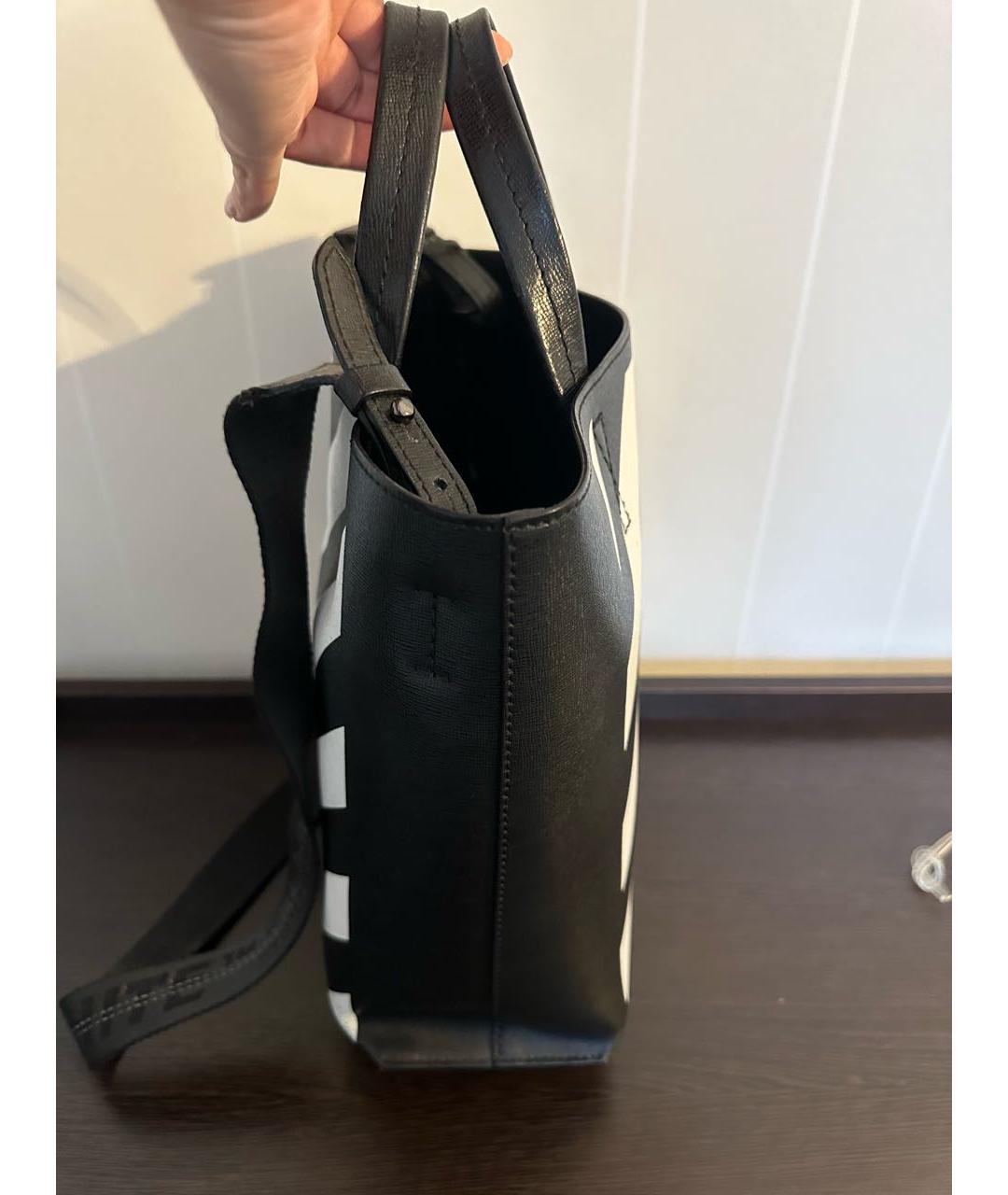 OFF-WHITE Черная кожаная сумка тоут, фото 2