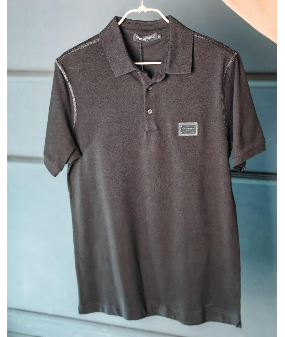 DOLCE&GABBANA Черное хлопковое поло с коротким рукавом, фото 6