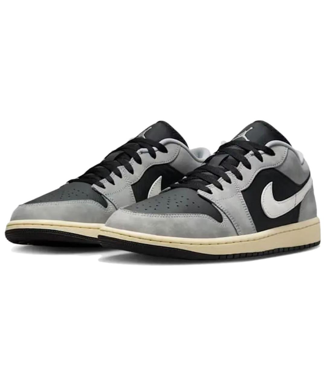 JORDAN Серые кожаные высокие кроссовки / кеды, фото 3