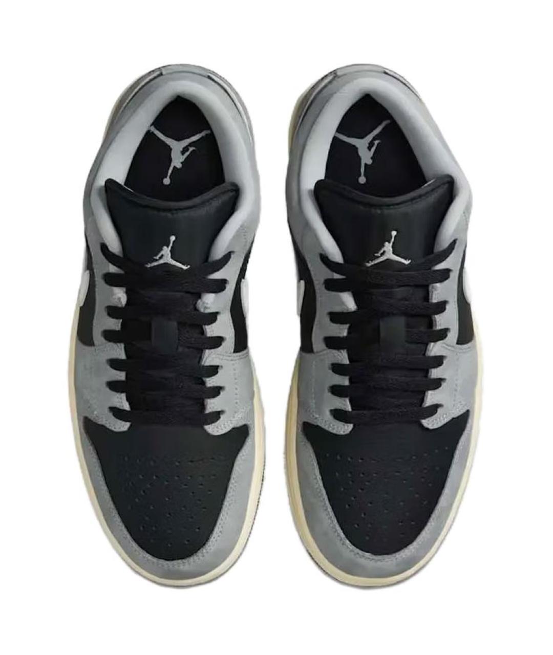 JORDAN Серые кожаные высокие кроссовки / кеды, фото 4