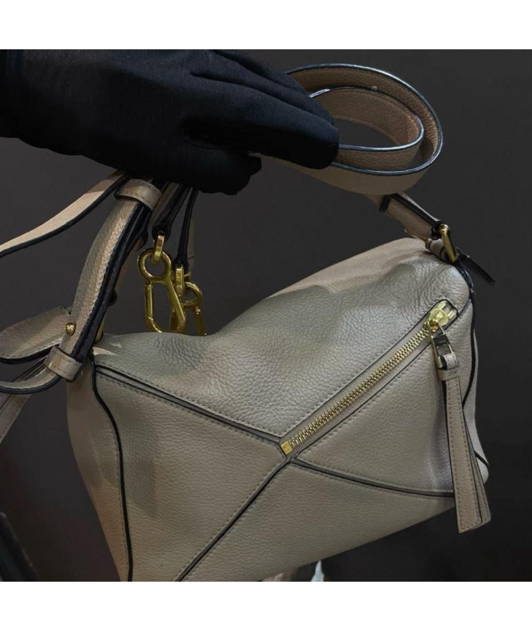 LOEWE Бежевая кожаная сумка через плечо, фото 2