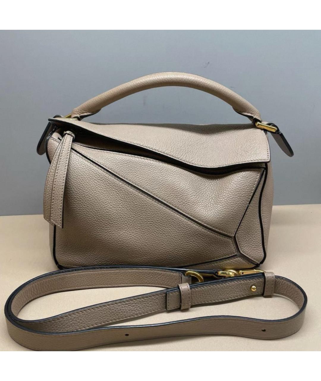 LOEWE Бежевая кожаная сумка через плечо, фото 5