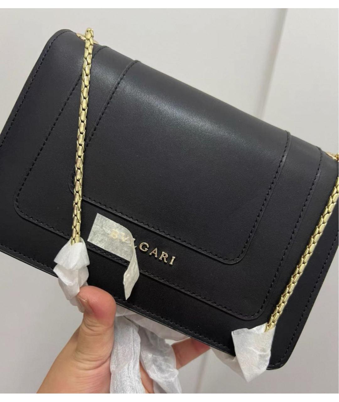 BVLGARI Черная кожаная сумка через плечо, фото 3