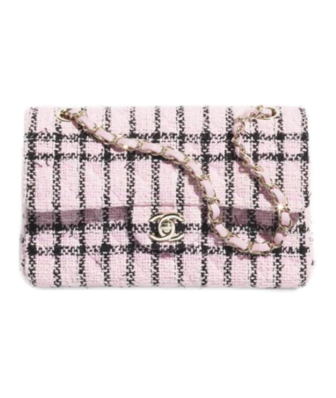 CHANEL Розовая твидовая сумка через плечо, фото 1