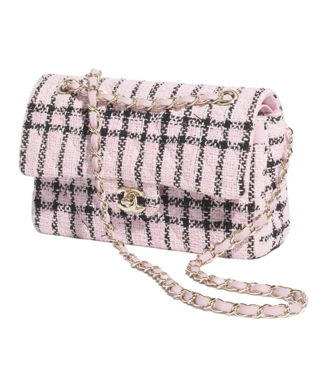 CHANEL Розовая твидовая сумка через плечо, фото 2