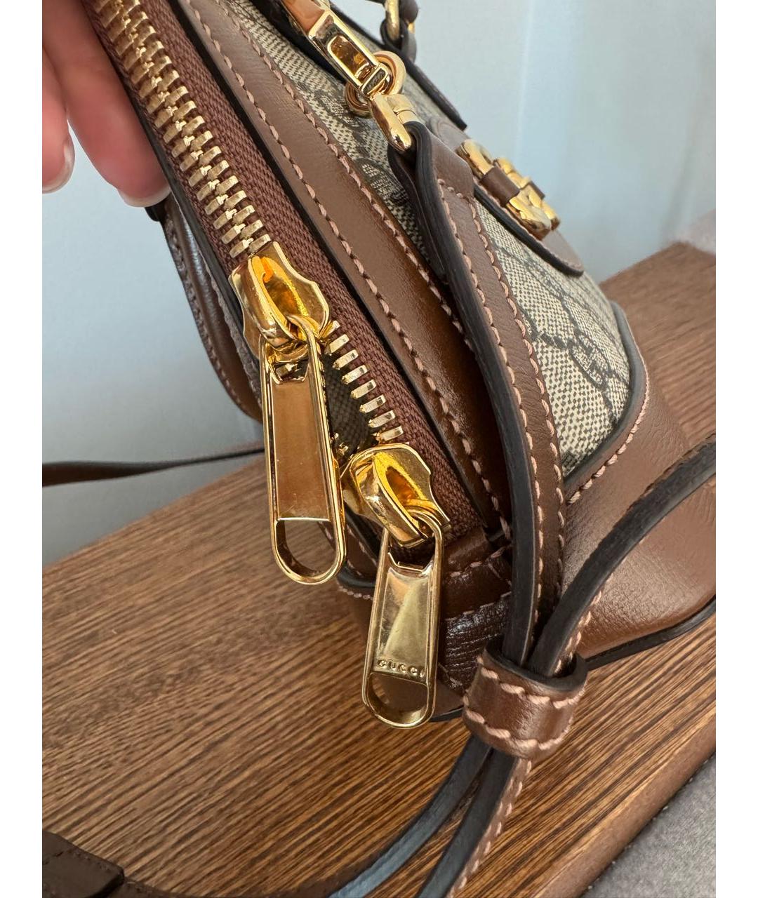 GUCCI Коричневая кожаная сумка через плечо, фото 3