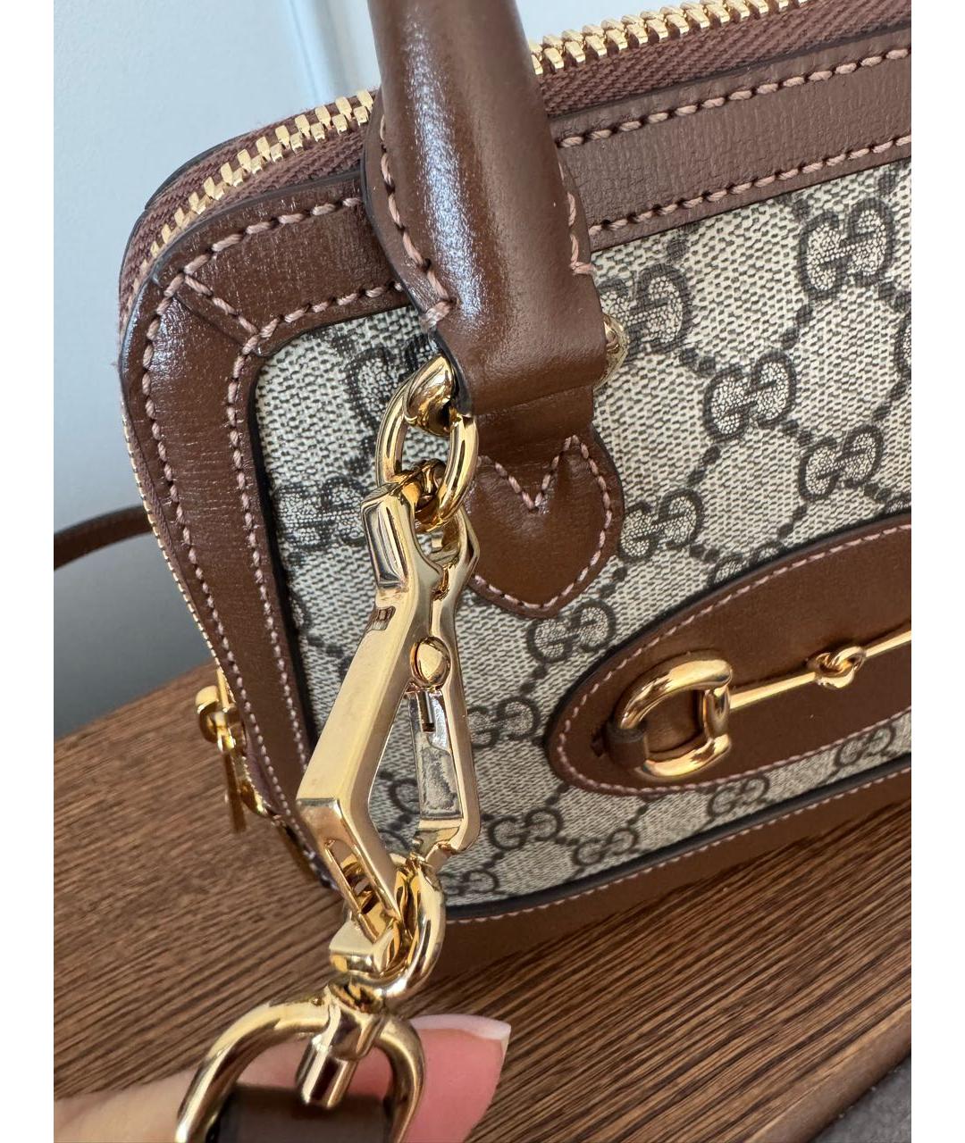 GUCCI Коричневая кожаная сумка через плечо, фото 5