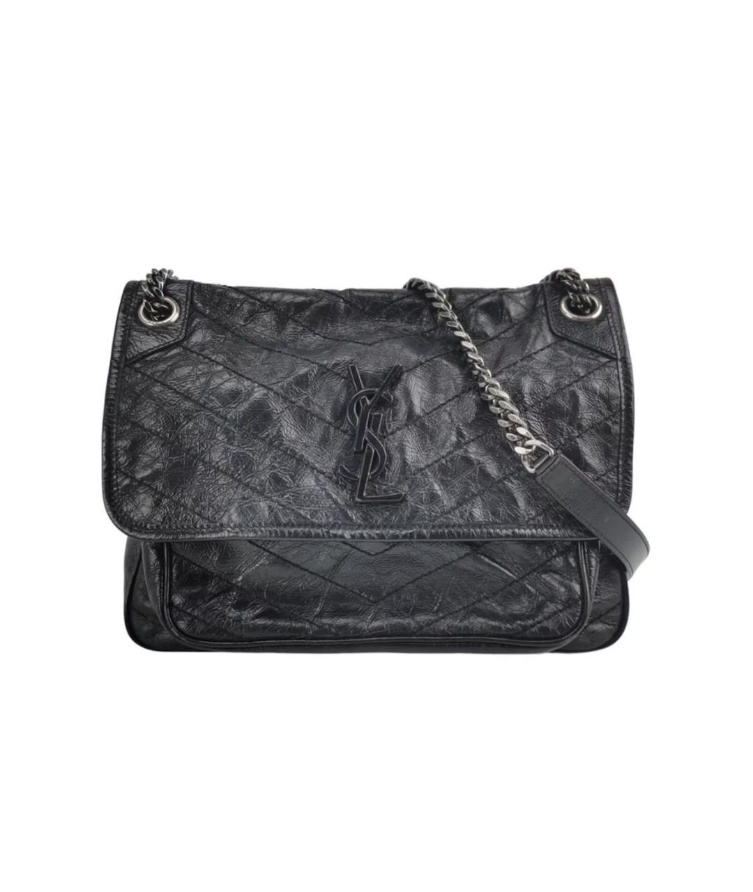 SAINT LAURENT Серая кожаная сумка через плечо, фото 5