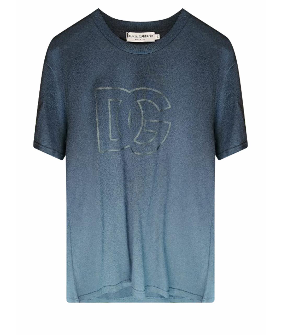 DOLCE&GABBANA Темно-синяя хлопковая футболка, фото 1