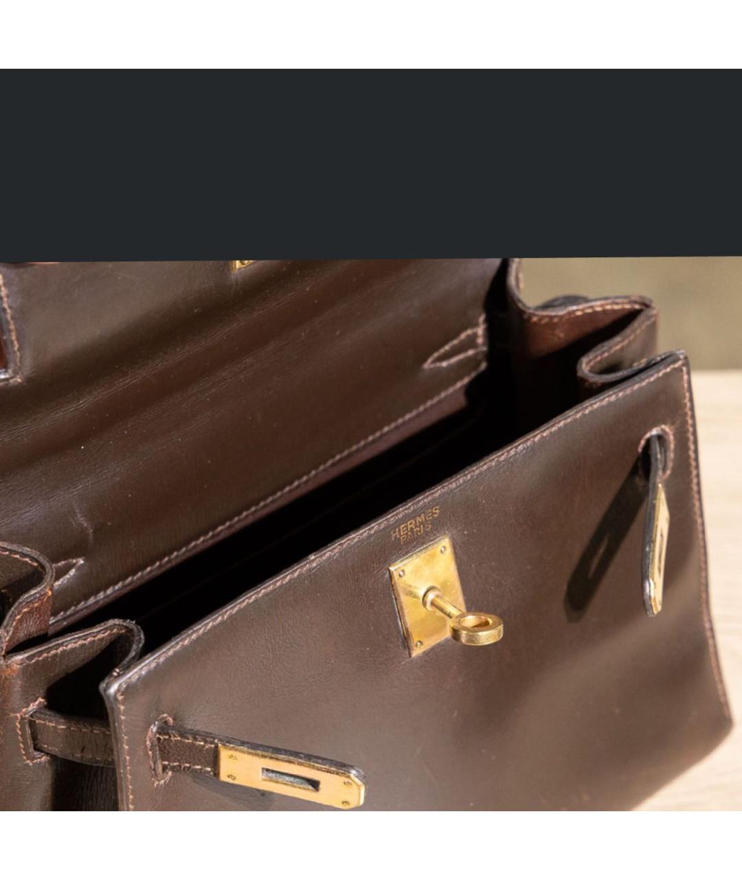 HERMES Коричневая кожаная сумка через плечо, фото 4