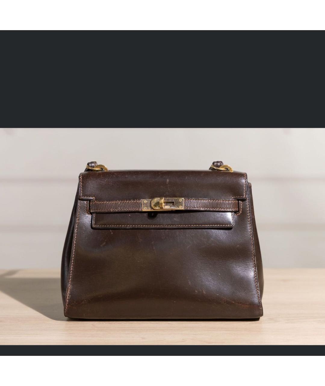HERMES Коричневая кожаная сумка через плечо, фото 5