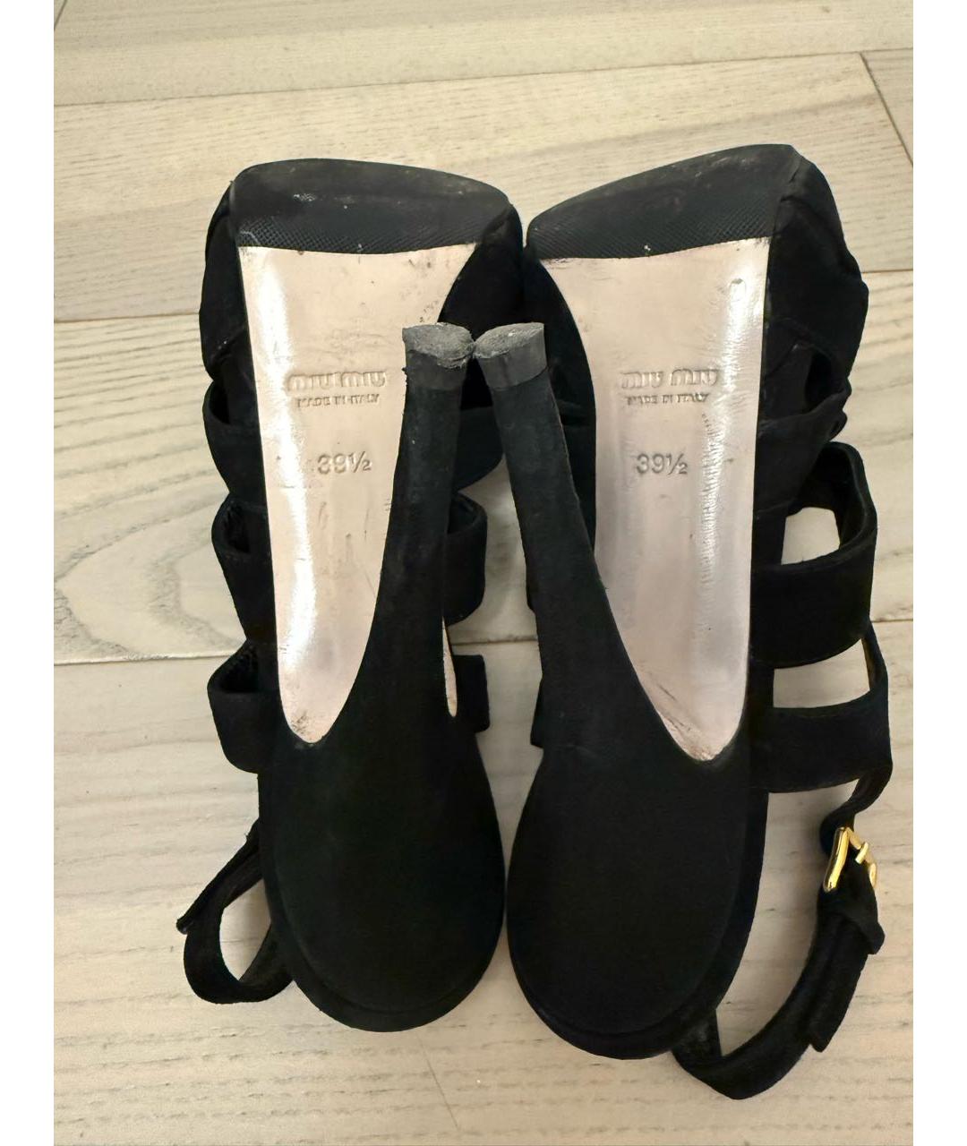 MIU MIU Черные замшевые босоножки, фото 4