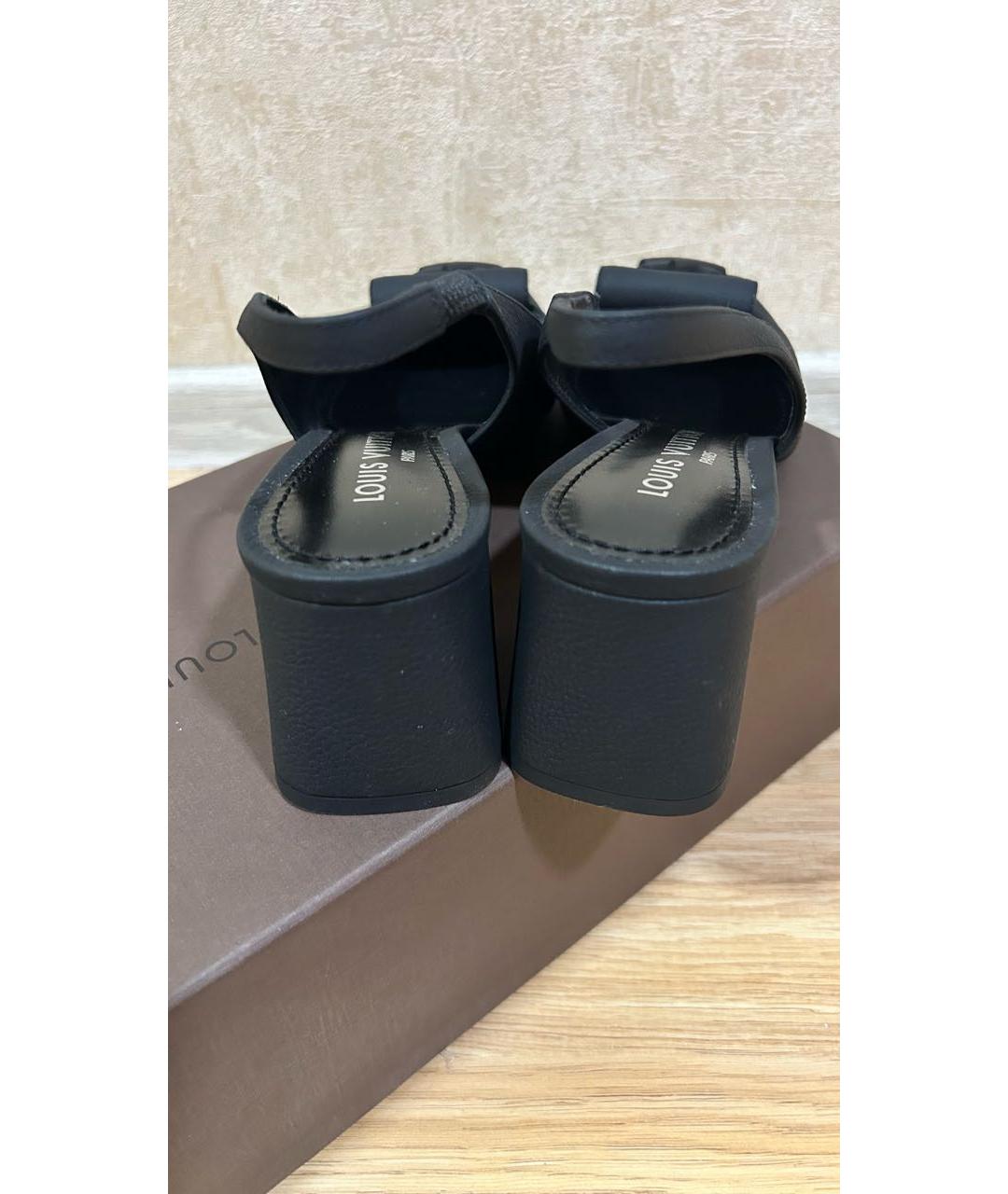 LOUIS VUITTON Черные кожаные лодочки на низком каблуке, фото 4
