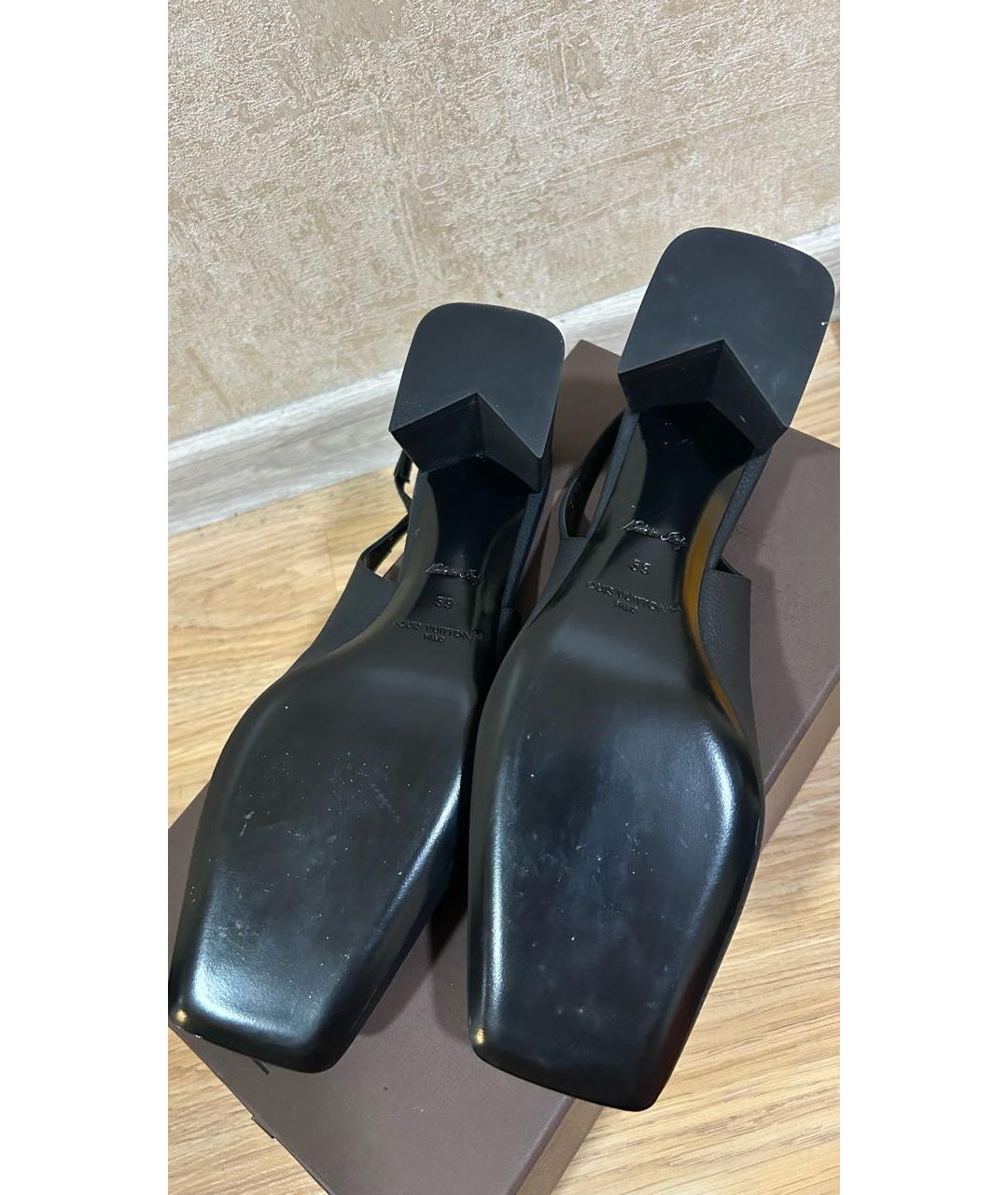 LOUIS VUITTON Черные кожаные лодочки на низком каблуке, фото 6