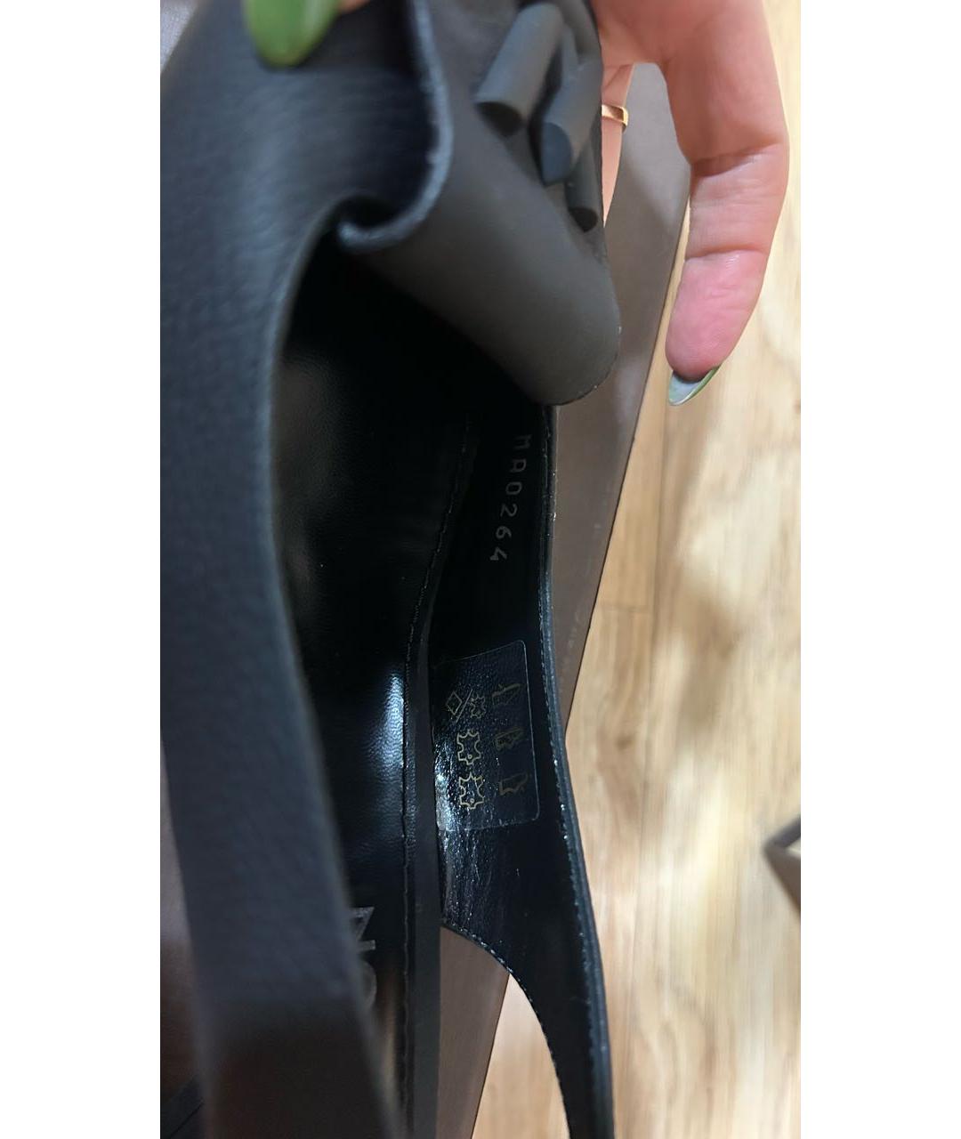LOUIS VUITTON Черные кожаные лодочки на низком каблуке, фото 7