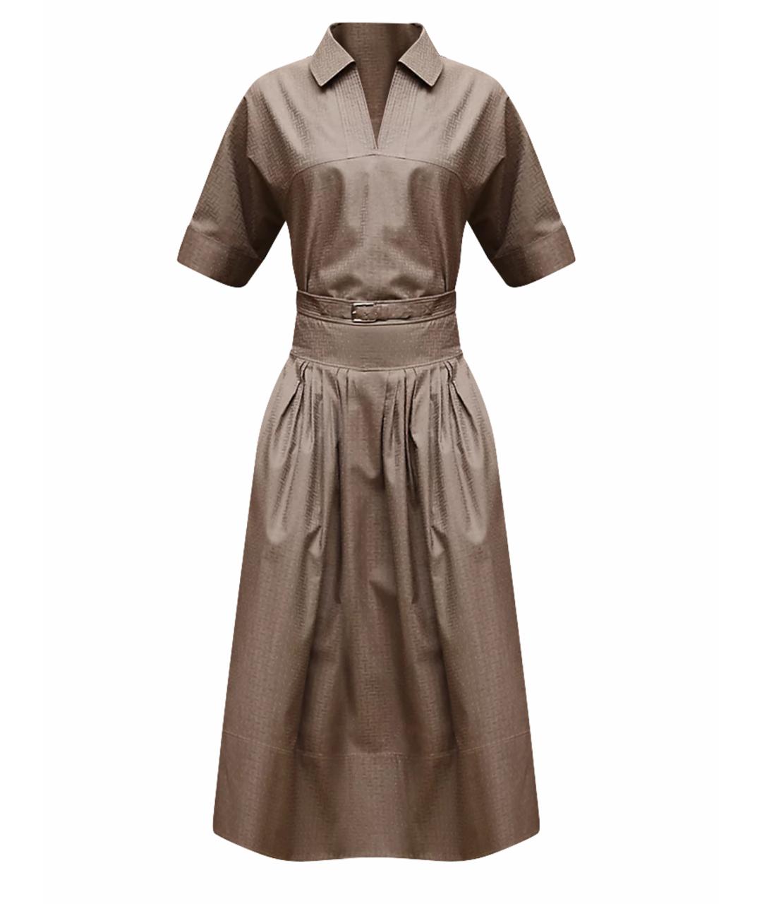 HERMES Бежевая хлопковая юбка макси, фото 1