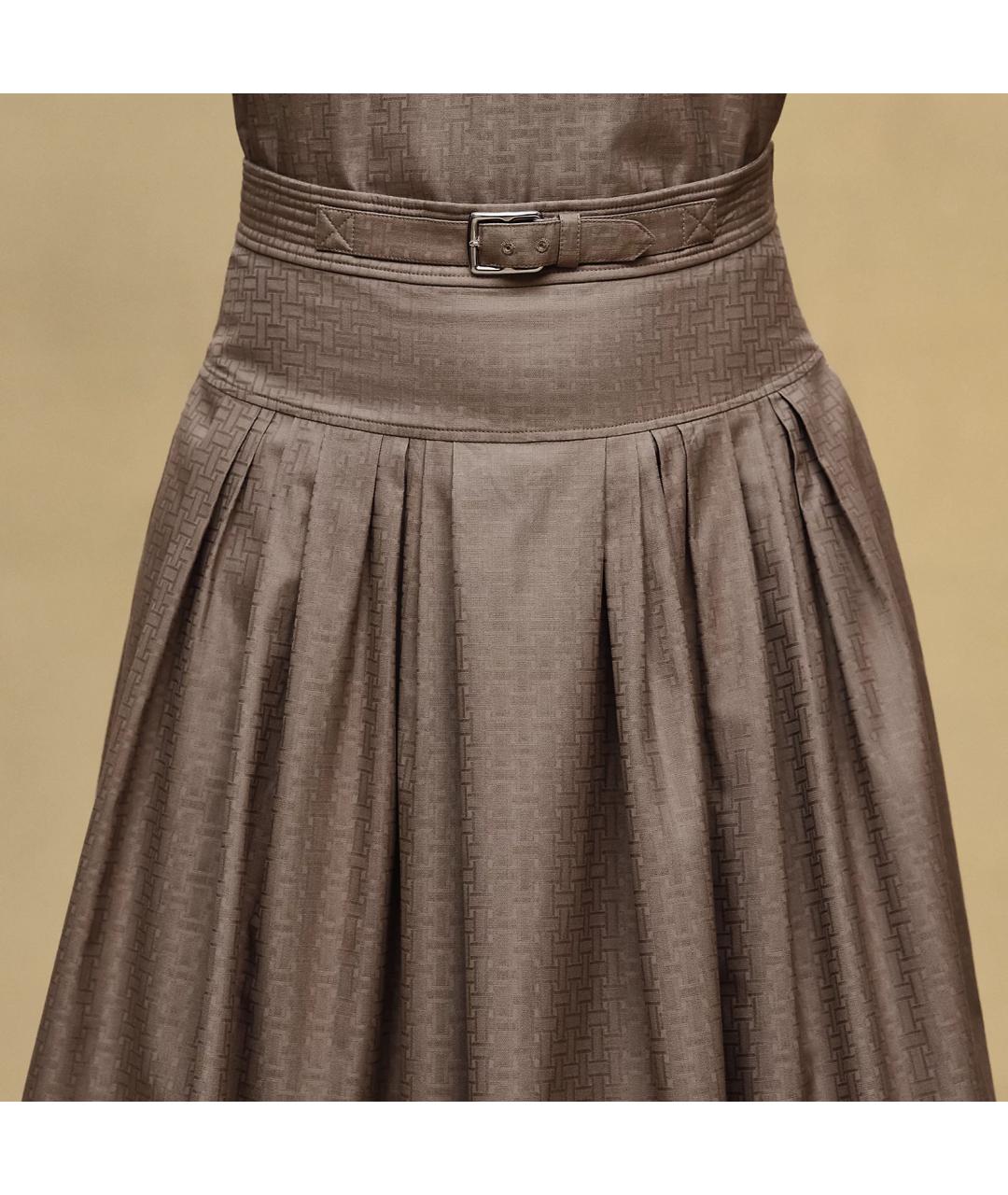 HERMES Бежевая хлопковая юбка макси, фото 4