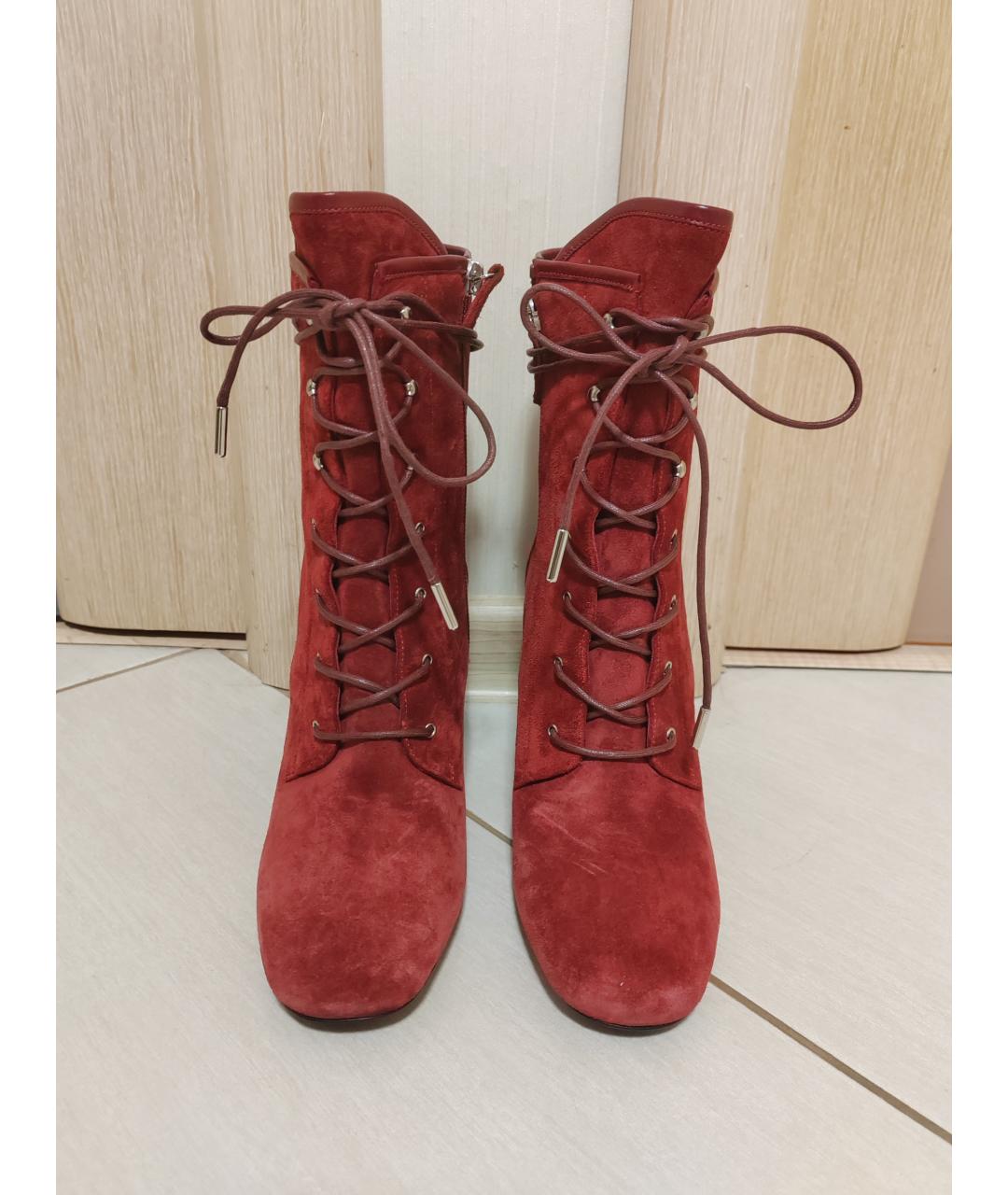 LONGCHAMP Бордовые замшевые ботильоны, фото 2
