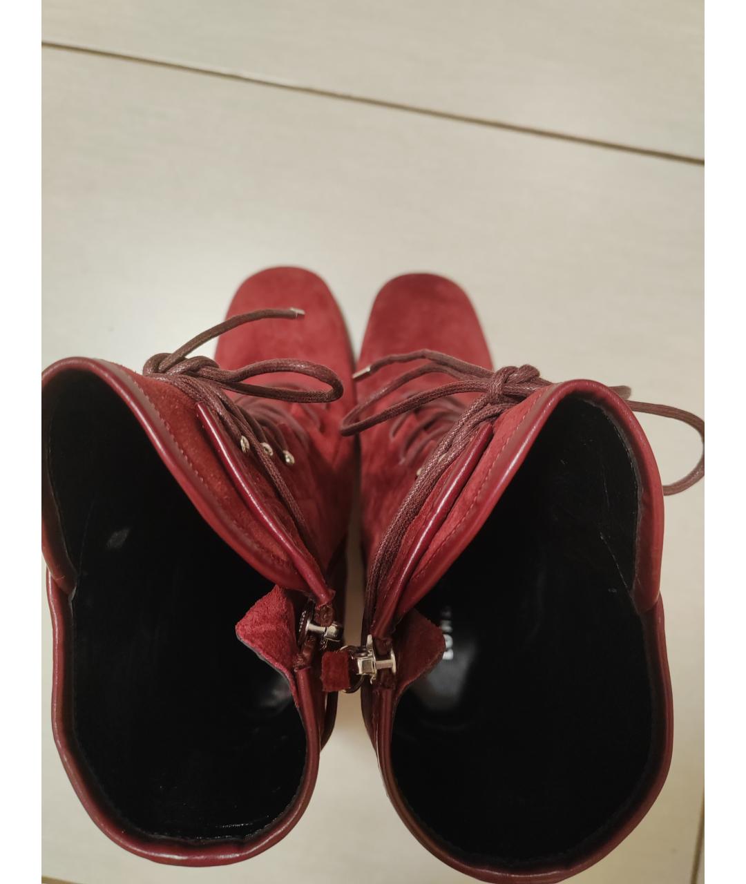 LONGCHAMP Бордовые замшевые ботильоны, фото 3