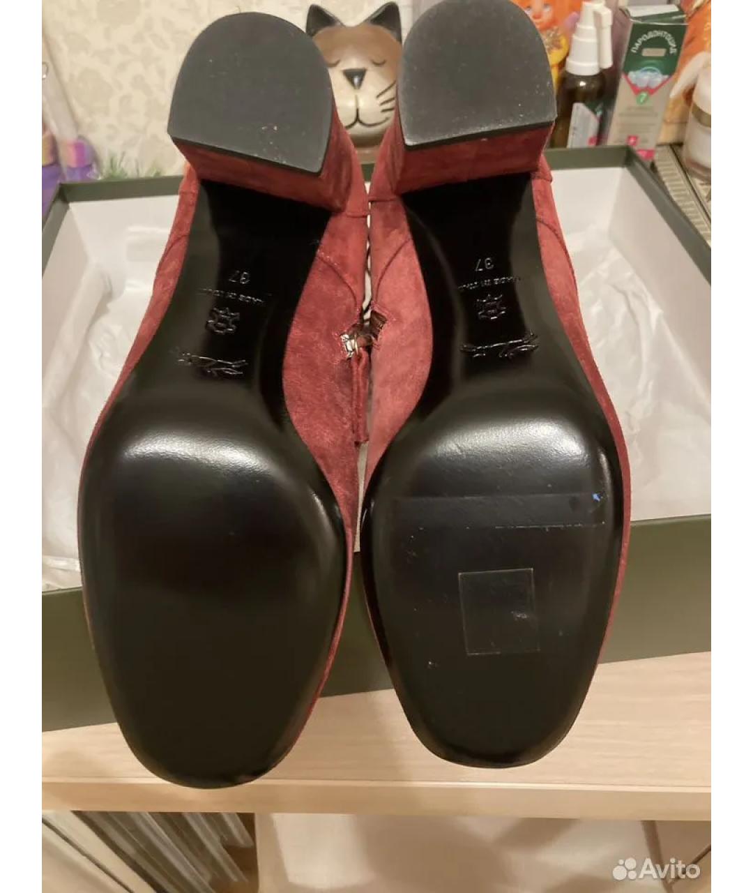 LONGCHAMP Бордовые замшевые ботильоны, фото 5