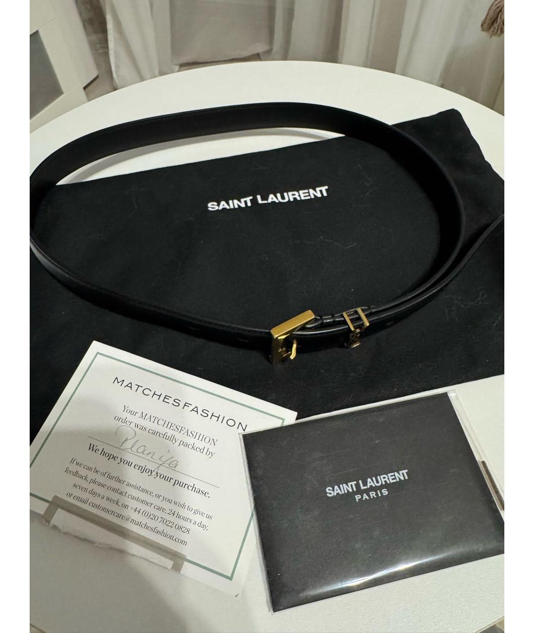 SAINT LAURENT Черный кожаный ремень, фото 4