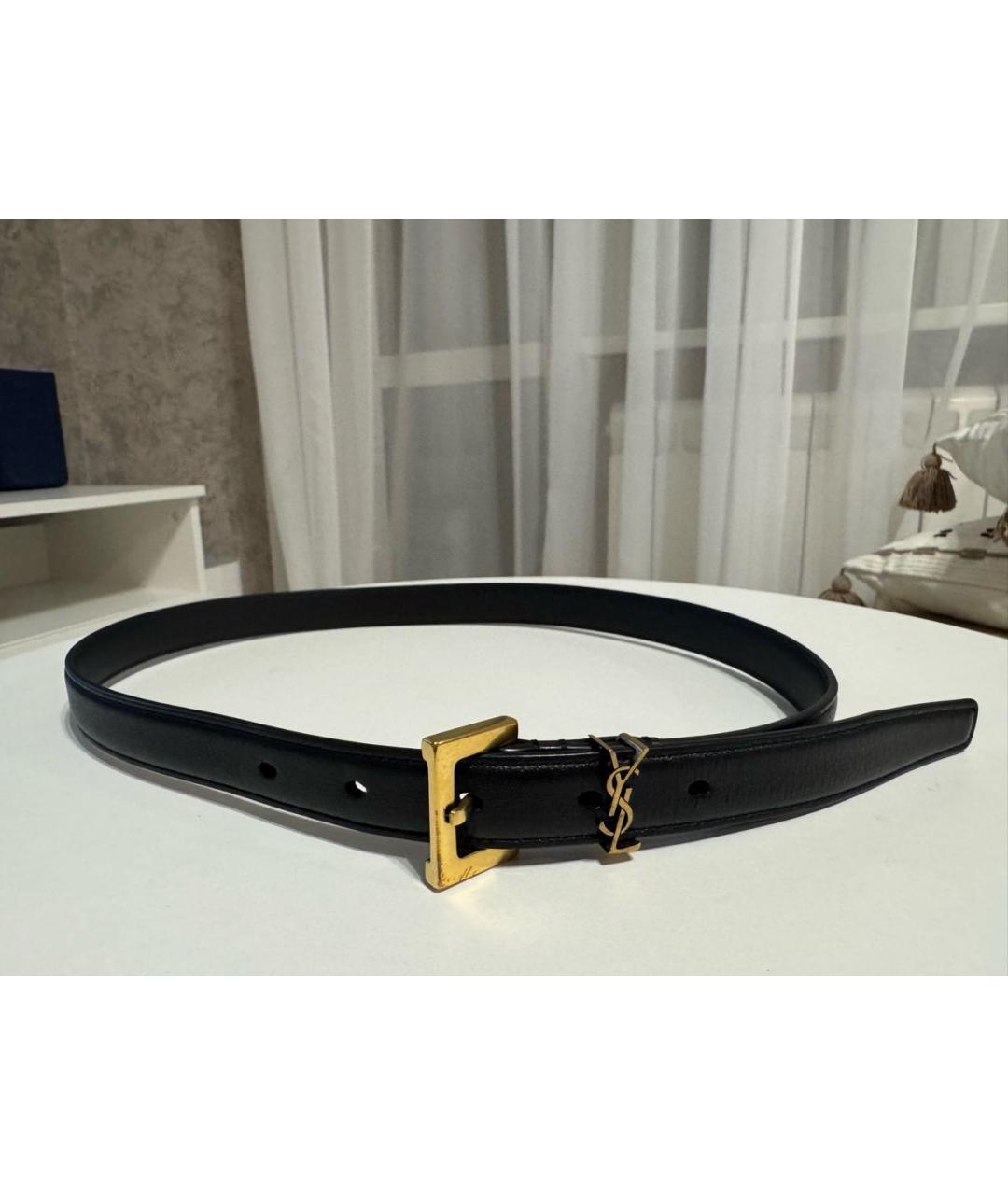 SAINT LAURENT Черный кожаный ремень, фото 5